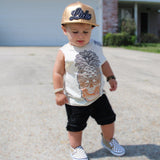 Gold Pineapple Skull Tank,  Natural  (Infant, Toddler, Youth, Adult)