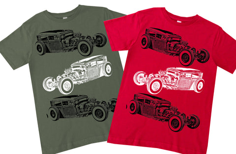 3 Hot Rods Tee or Tank, Red (Infant, Toddler, Youth, Adult)