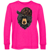 Bear Knit Checkers Long Sleeve Shirt, Hot Pink  (Infant, Toddler, Youth, Adult)