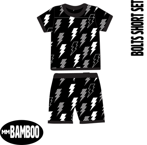 BAMBOO Short Set  (2 pc), Bolts Print