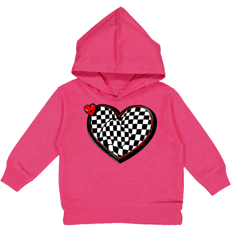 Checker Heart Hoodie, Hot Pink (Toddler, Youth, Adult)