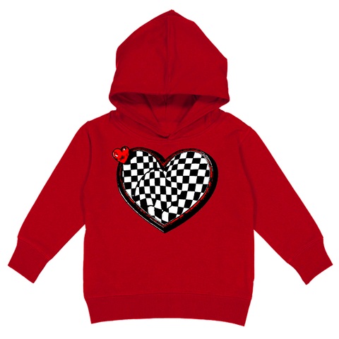 Checker Heart Hoodie, Red (Toddler, Youth, Adult)