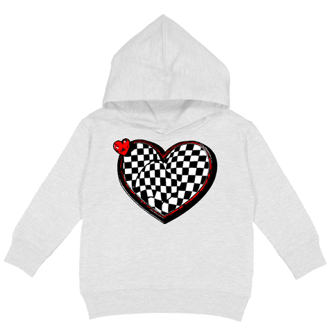 Checker Heart Hoodie, White (Toddler, Youth, Adult)