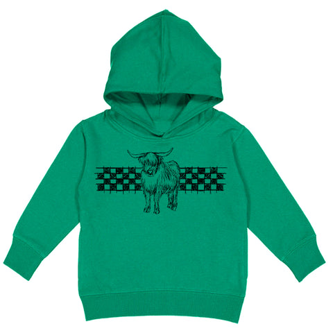 Cow Checks Hoodie, Green (Toddler, Youth, Adult)