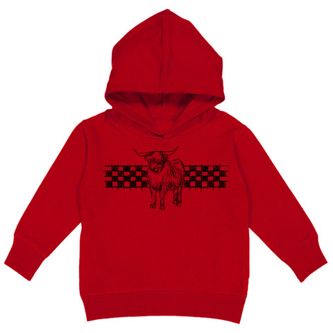 Cow Checks Hoodie, Red (Toddler, Youth, Adult)