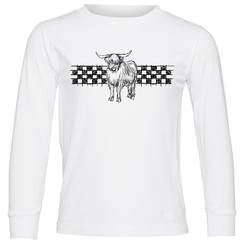 Cow Checks  Long Sleeve Shirt, White  (Infant, Toddler, Youth, Adult)