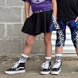 Black w/ Purple Checker Distressed Skater Skirt (Infant, Toddler, Youth)