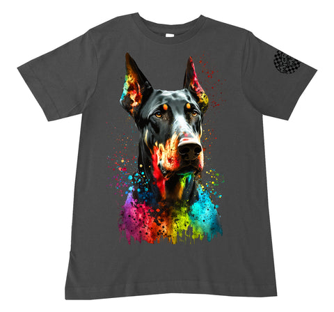 Doberman Drip Tee or Tank, Charc  (Infant, Toddler, Youth, Adult)
