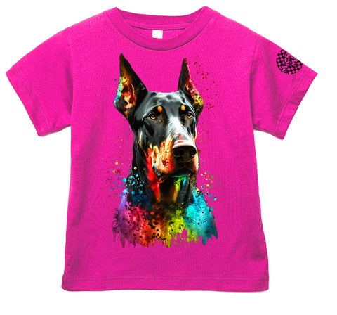 Doberman Drip Tee or Tank, Hot Pink  (Infant, Toddler, Youth, Adult)