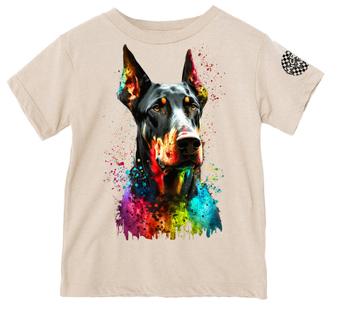 Doberman Drip Tee or Tank, Natural  (Infant, Toddler, Youth, Adult)