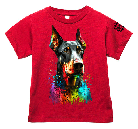 Doberman Drip Tee or Tank, Red  (Infant, Toddler, Youth, Adult)