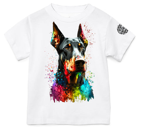 Doberman Drip Tee or Tank, White (Infant, Toddler, Youth, Adult)