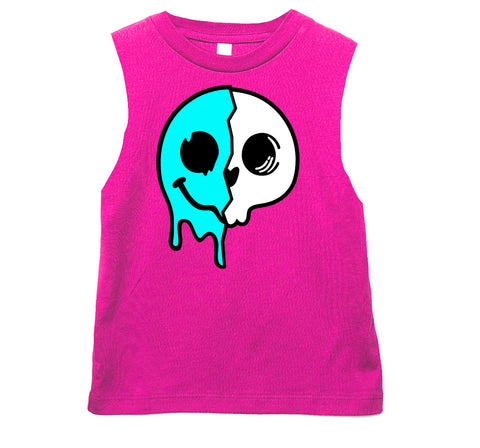 Drip Happy Skull Tank, Hot Pink  (Infant, Toddler, Youth, Adult)