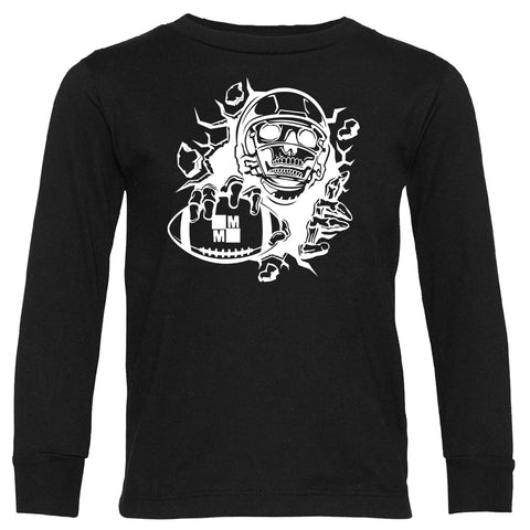 Football Skelly Long Sleeve Shirt, Black (Infant, Toddler, Youth, Adult)