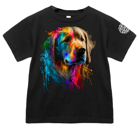 Golden Retriever Drip  Tee or Tank, Black (Infant, Toddler, Youth, Adult)