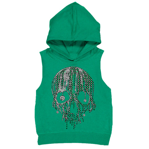 HW Drip Skull MUSCLE Hoodie, Green  (Toddler, Youth, Adult)