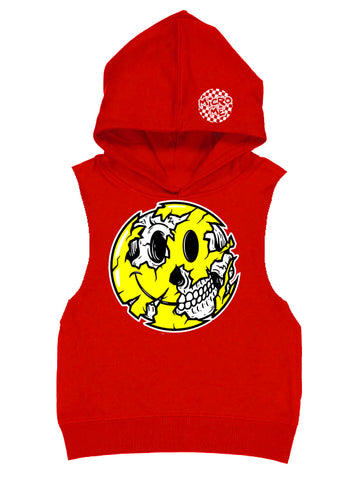 Happy Skull Fleece Muscle Tank, Red (Toddler, Youth, Adult)