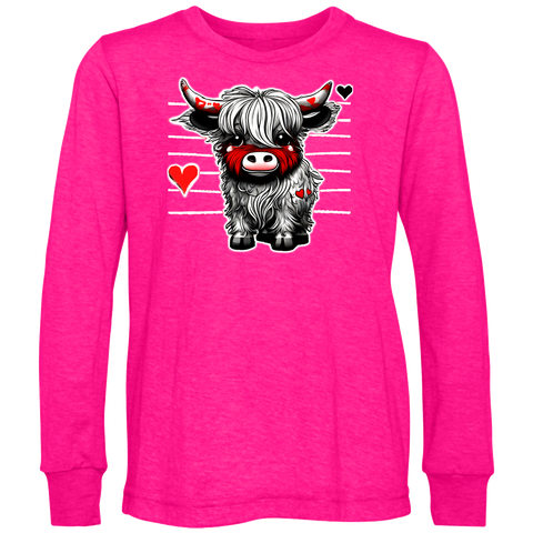 Highland Cow Love LS Shirt, Hot Pink (Infant, Toddler, Youth, Adult)