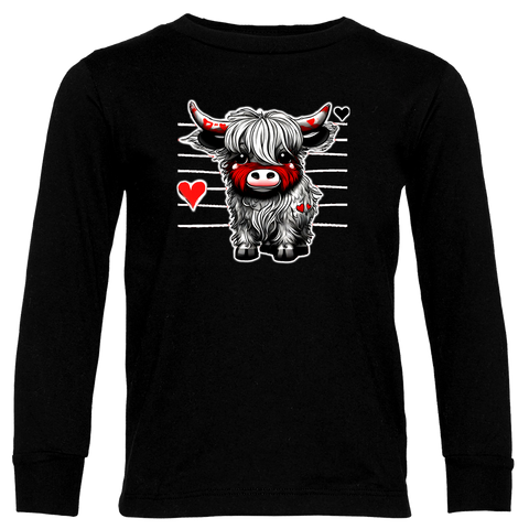 Highland Cow Love LS Shirt, Black (Infant, Toddler, Youth, Adult)