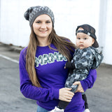 CUSTOM Knit Checkers Long Sleeve Shirt, PURPLE  (Infant, Toddler, Youth, Adult)