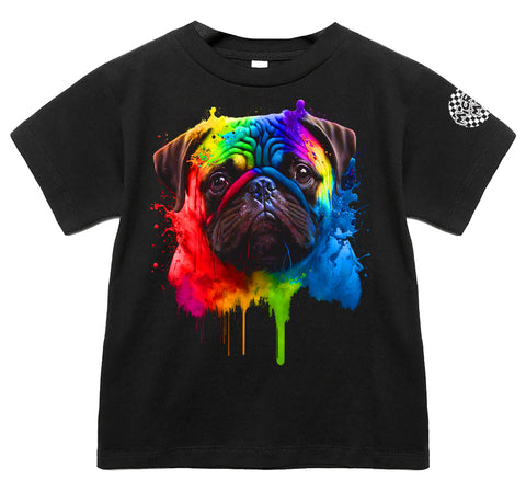 Pug Drip Tee or Tank, Black  (Infant, Toddler, Youth, Adult