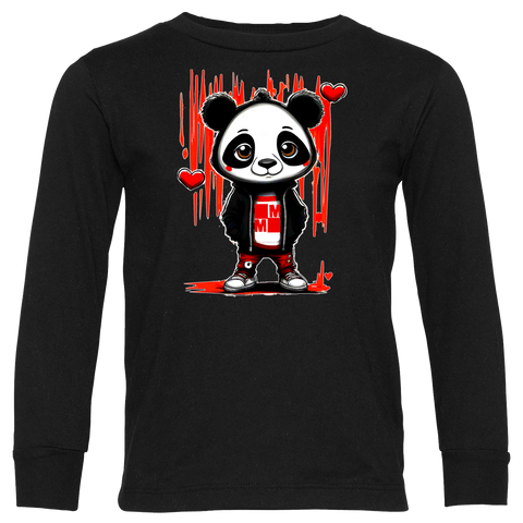 Panda Love LS Shirt, Black (Infant, Toddler, Youth, Adult)