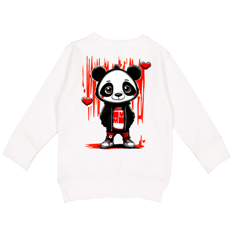 Panda Love Crew Sweatshirt, White (Toddler, Youth, Adult)