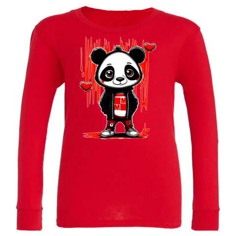 Panda Lovet LS Shirt, Red (Infant, Toddler, Youth, Adult)