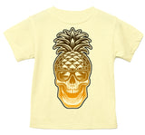 Gold Pineapple Skull Tee, Butter  (Infant, Toddler, Youth, Adult)