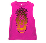 Gold Pineapple Skull Tank, Hot Pink (Infant, Toddler, Youth, Adult)