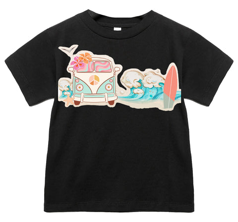 Retro Surf Hannah Tee, Black (Infant, Toddler, Youth, Adult)