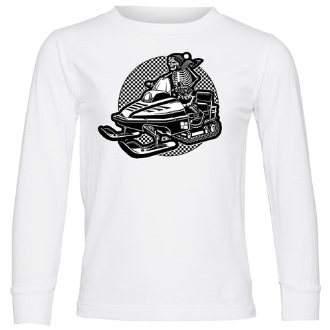 Snowmobiler Long Sleeve, White (Toddler, Youth, Adult)