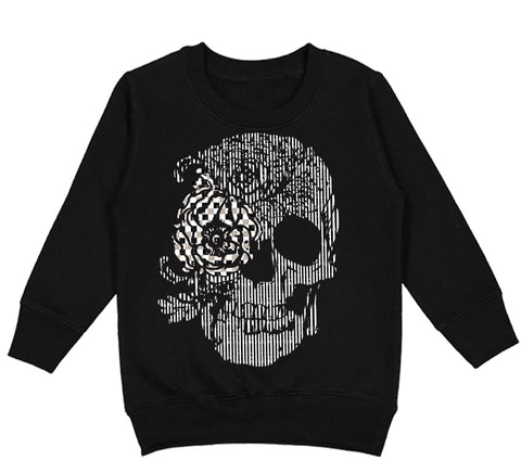 Stripe Skull Crew Sweatshirt, Black (Toddler, Youth, Adult)