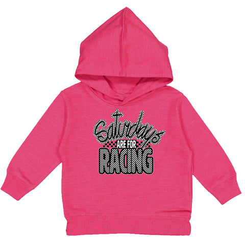 Saturdays are for Racing Hoodie, Hot Pink (Toddler, Youth, Adult)