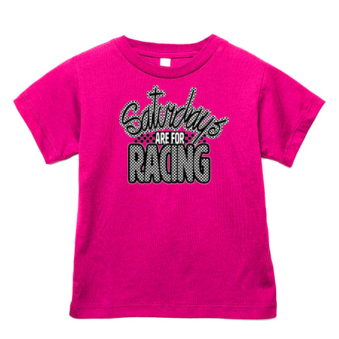 Saturdays are for Racing Tee, Hot Pink (Infant, Toddler, Youth, Adult)