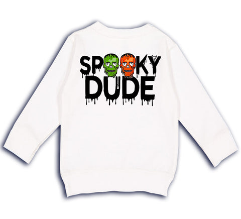 Spooky DUDE Crew Sweatshirt, White (Toddler, Youth, Adult)