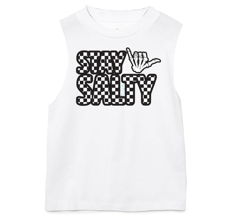 Stay Salty Tank, White (Infant, Toddler, Youth, Adult)