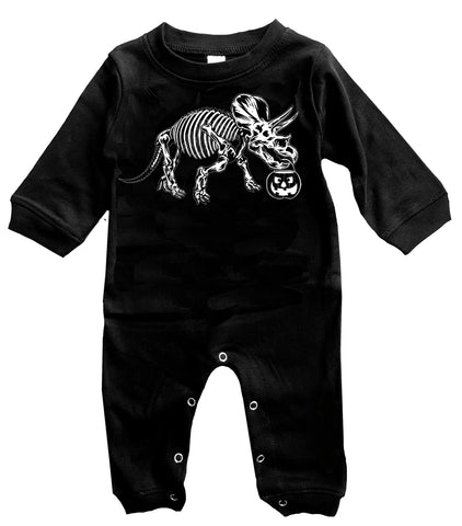 Triceratops Romper, Black- (Infant)