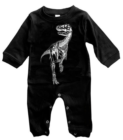 T-Rex Bones Romper, Black- (Infant)