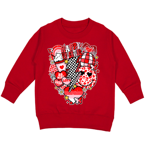 Vday Collage Crew Sweatshirt, Red (Toddler, Youth, Adult)