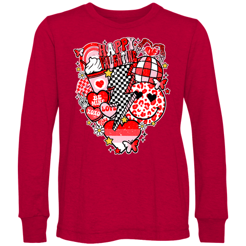 Vday Hearts Collage LS Shirt, Red (Infant, Toddler, Youth, Adult)