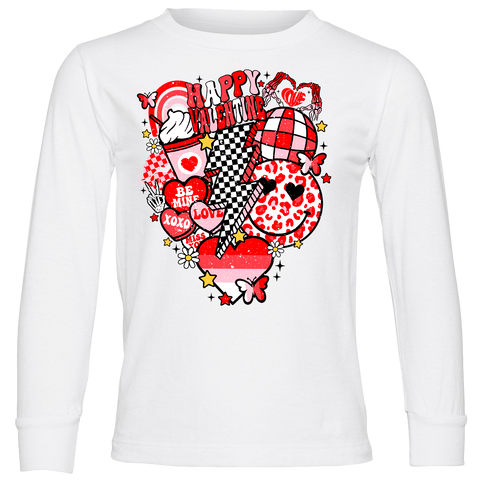 Vday Hearts Collage LS Shirt, Wht (Infant, Toddler, Youth, Adult)