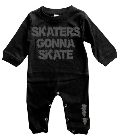 Skaters Gonna Skate Romper, Black- (Infant)