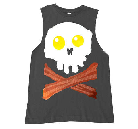 Bacon Skull Muscle Tank , Charcoal  (Infant, Toddler, Youth, Adult)