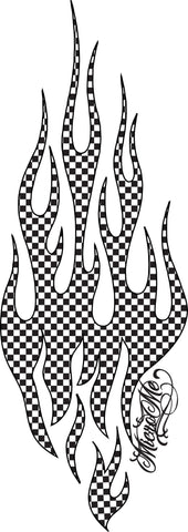 Checkerboard Flames TATTOO, 10 inches
