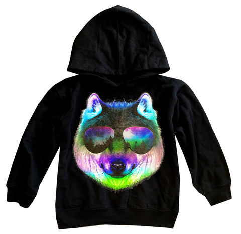 Cool Wolf Fleece Hoodie, Black (Toddler, Youth, Adult)