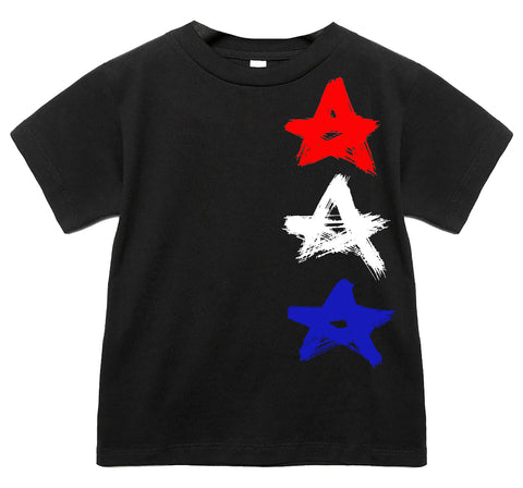 Distressed Stars  Tee, Black  (Infant, Toddler, Youth, Adult)