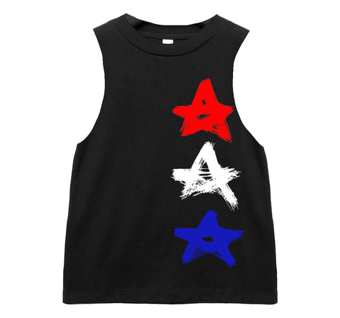 Distressed Stars  Muscle Tank, Black  (Infant, Toddler, Youth, Adult)
