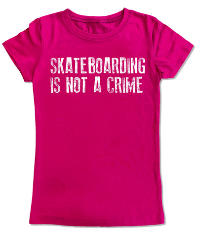 Skateboarding Is Not A Crime Fitted Tee, Hot Pink (Infant, Toddler, Youth)
