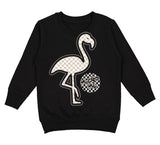 Natural Checks Flamingo Crew Sweatshirt, Black (Toddler, Youth, Adult)
